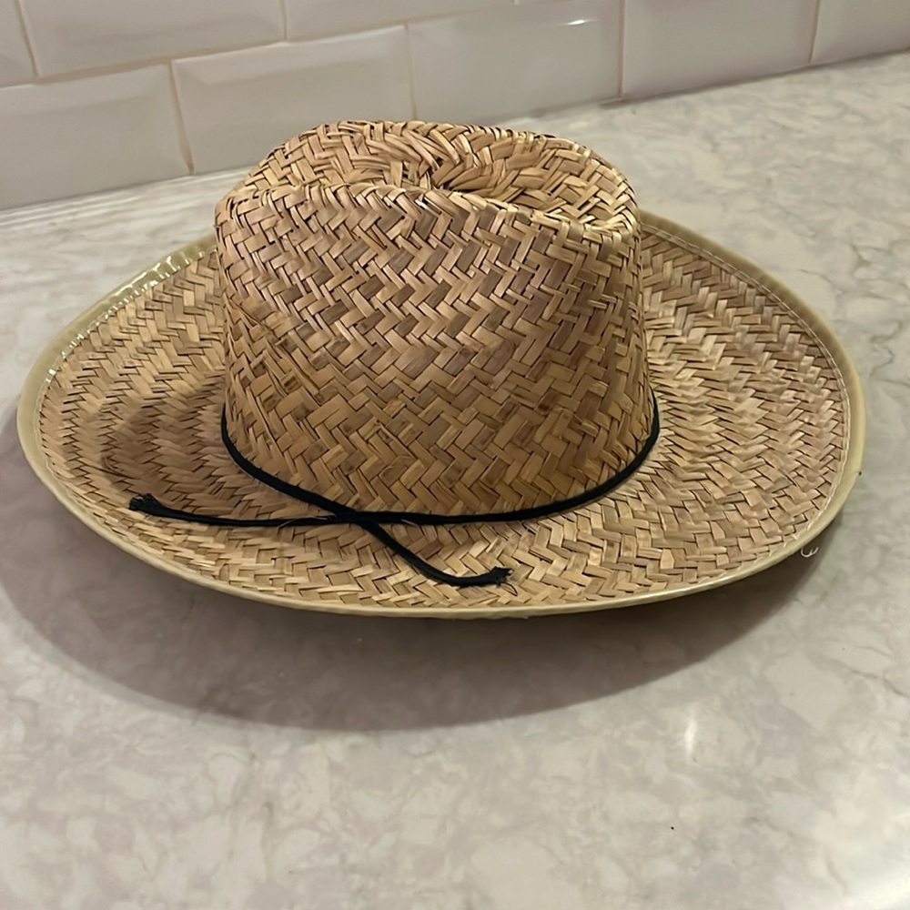 Vintage hand woven straw Mexican Panama hat.  Cowboy cowgirl western